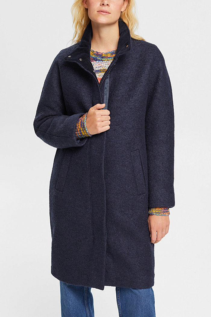Wool blend coat, NAVY, detail-asia image number 0