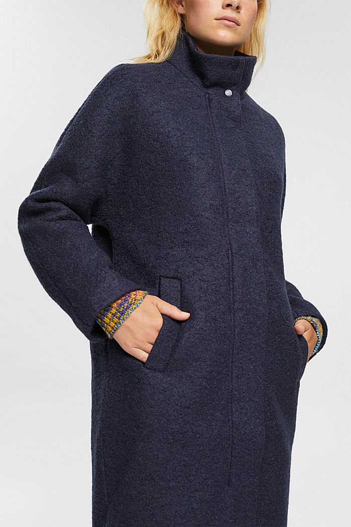 Wool blend coat, NAVY, detail-asia image number 2