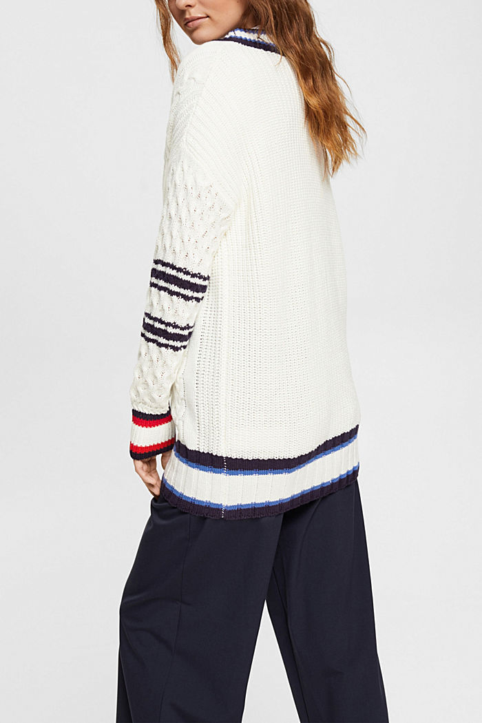 Knitted V-neck sweater, OFF WHITE, detail-asia image number 3