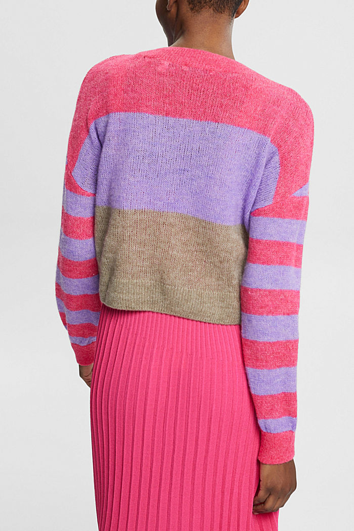 Striped wool blend jumper, PINK FUCHSIA, detail-asia image number 3