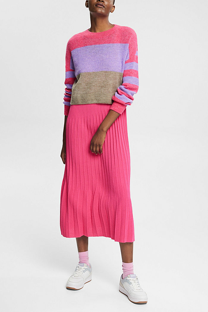 Striped wool blend jumper, PINK FUCHSIA, detail-asia image number 1