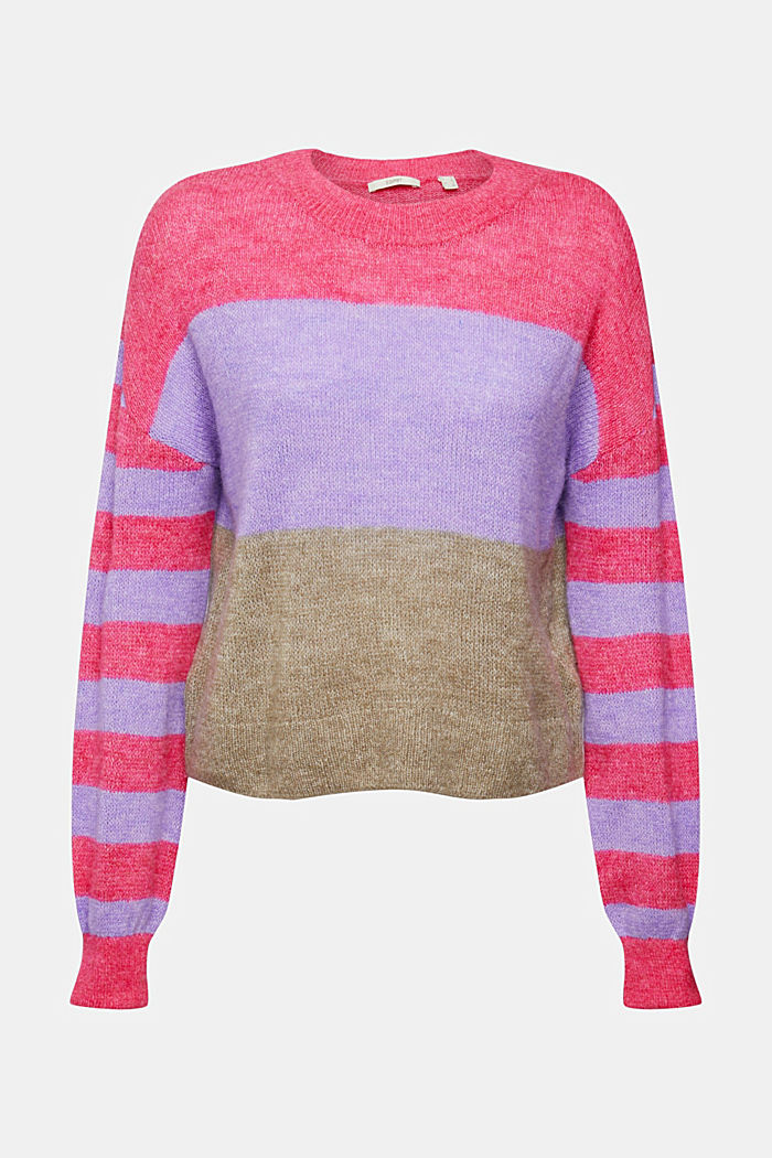 Striped wool blend jumper, PINK FUCHSIA, detail-asia image number 6