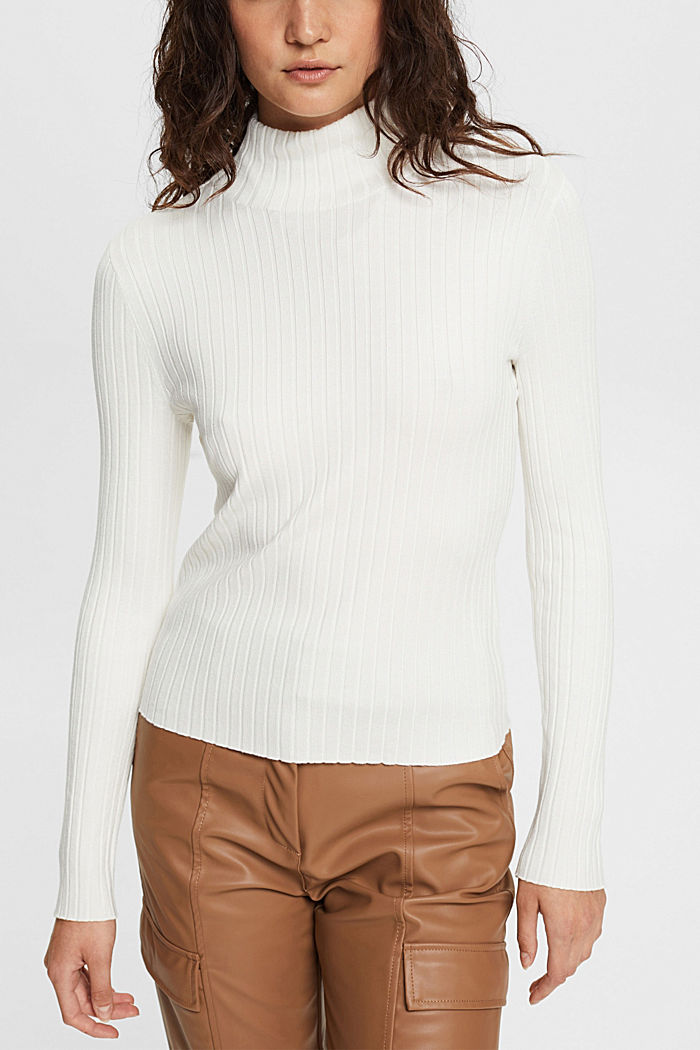 Stand-up collar jumper, OFF WHITE, detail-asia image number 0