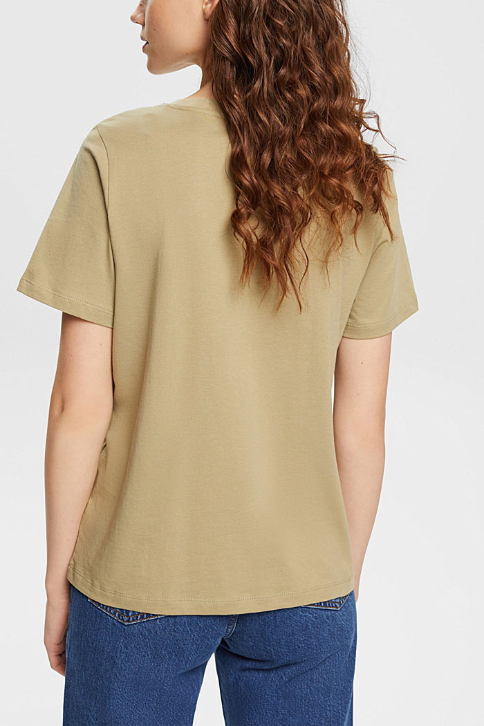 T-shirt with embroidered motif, PALE KHAKI, detail-asia image number 3