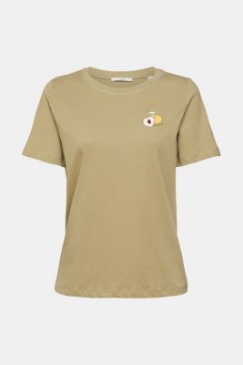 T-shirt with embroidered motif, PALE KHAKI, detail-asia image number 5