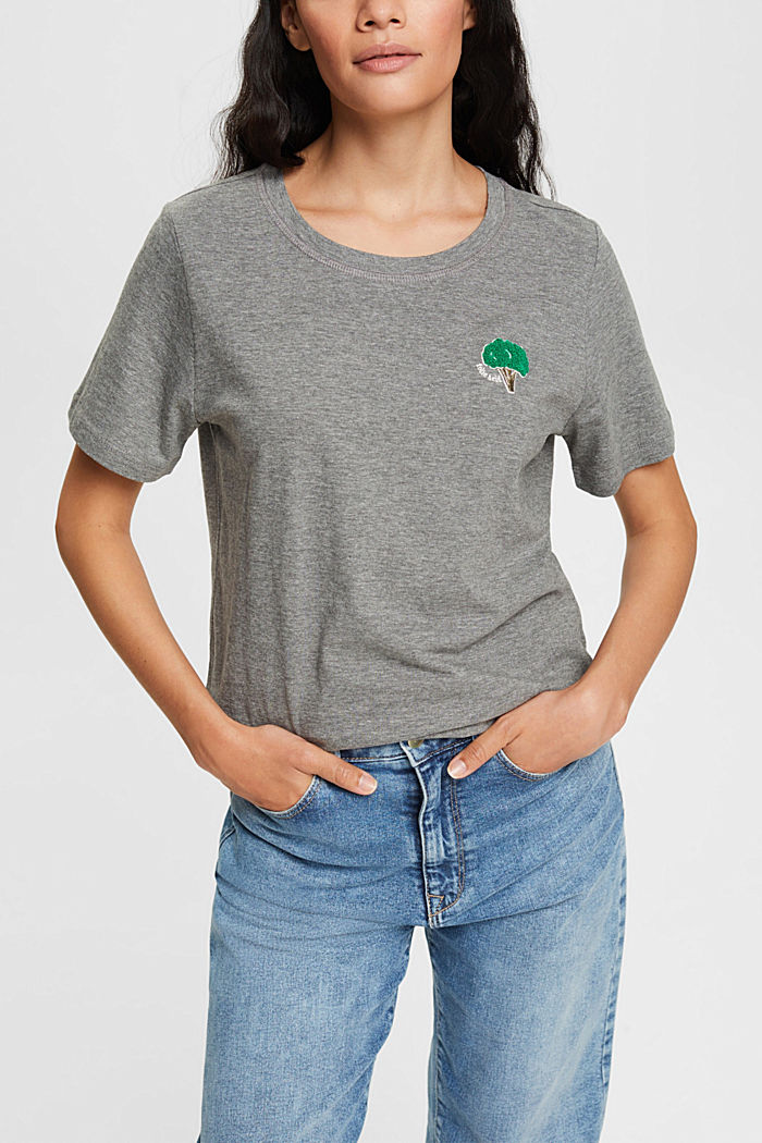 Embroidered t-shirt, MEDIUM GREY, detail-asia image number 0