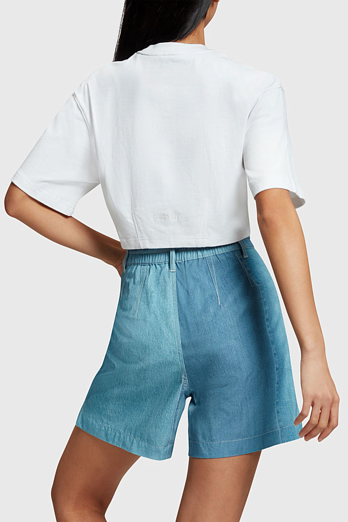 短身靛藍色印花 T 恤, WHITE, detail-asia image number 1