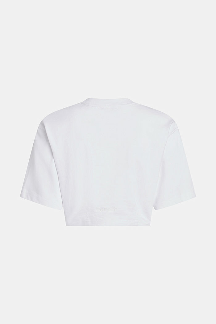 크롭 인디고 프린트 티셔츠, WHITE, detail-asia image number 5