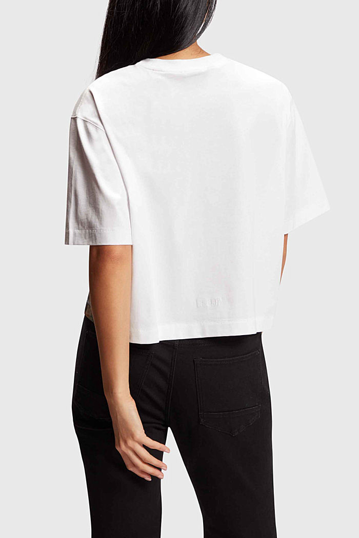 Front panel gradient landscape print cropped tee, WHITE, detail-asia image number 1