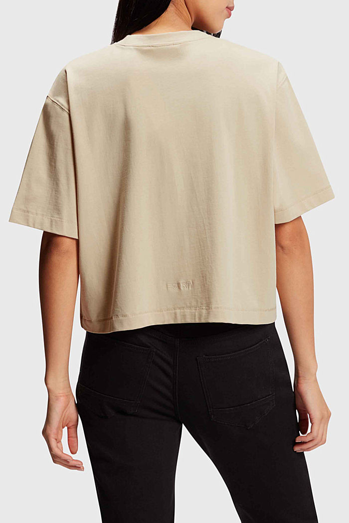 Front panel gradient landscape print cropped tee, BEIGE, detail-asia image number 1