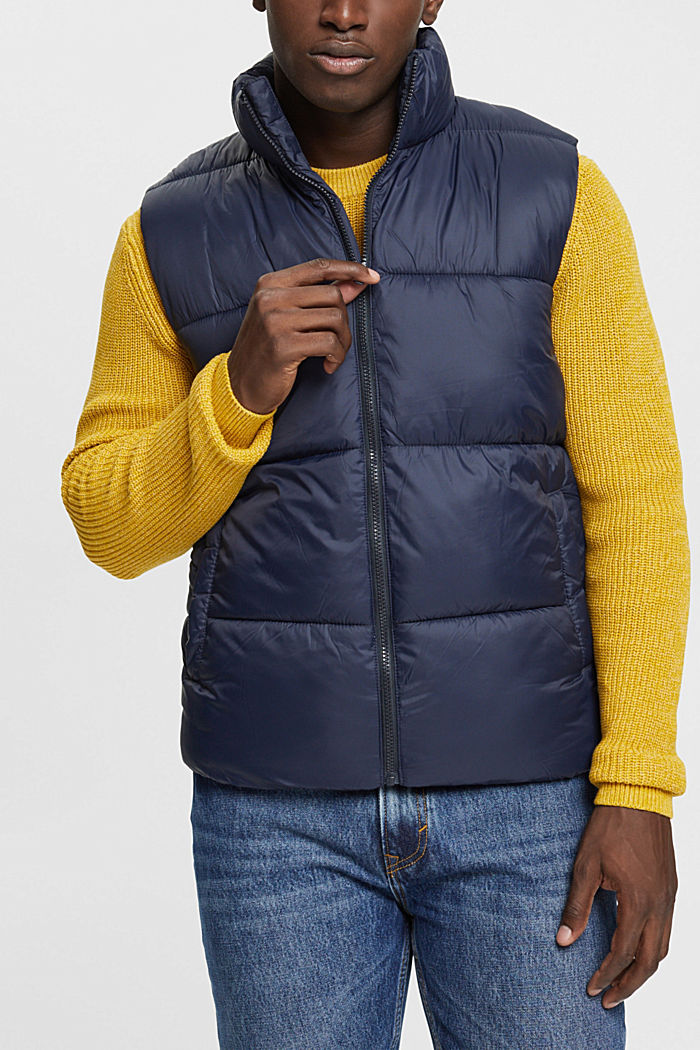 Quilted body warmer with high neck, NAVY, detail-asia image number 0
