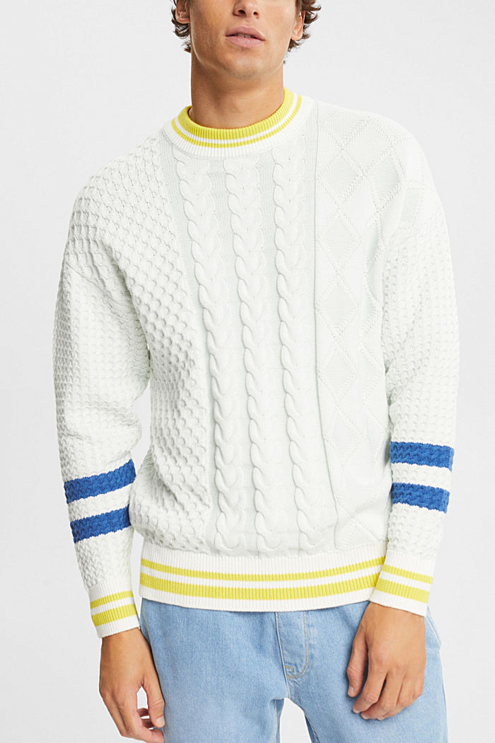 Jumper with a knit pattern, OFF WHITE, detail-asia image number 0