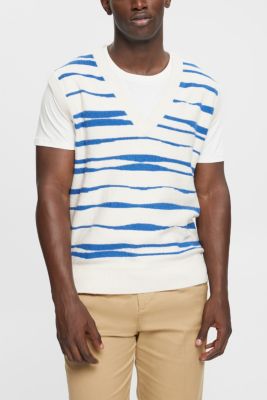 Sleeveless patterned v-neck jumper, OFF WHITE, detail-asia image number 0