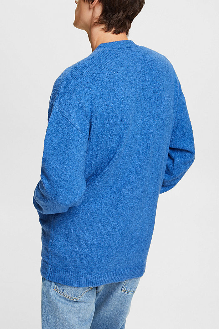 Textured knit cardigan, BLUE, detail-asia image number 3