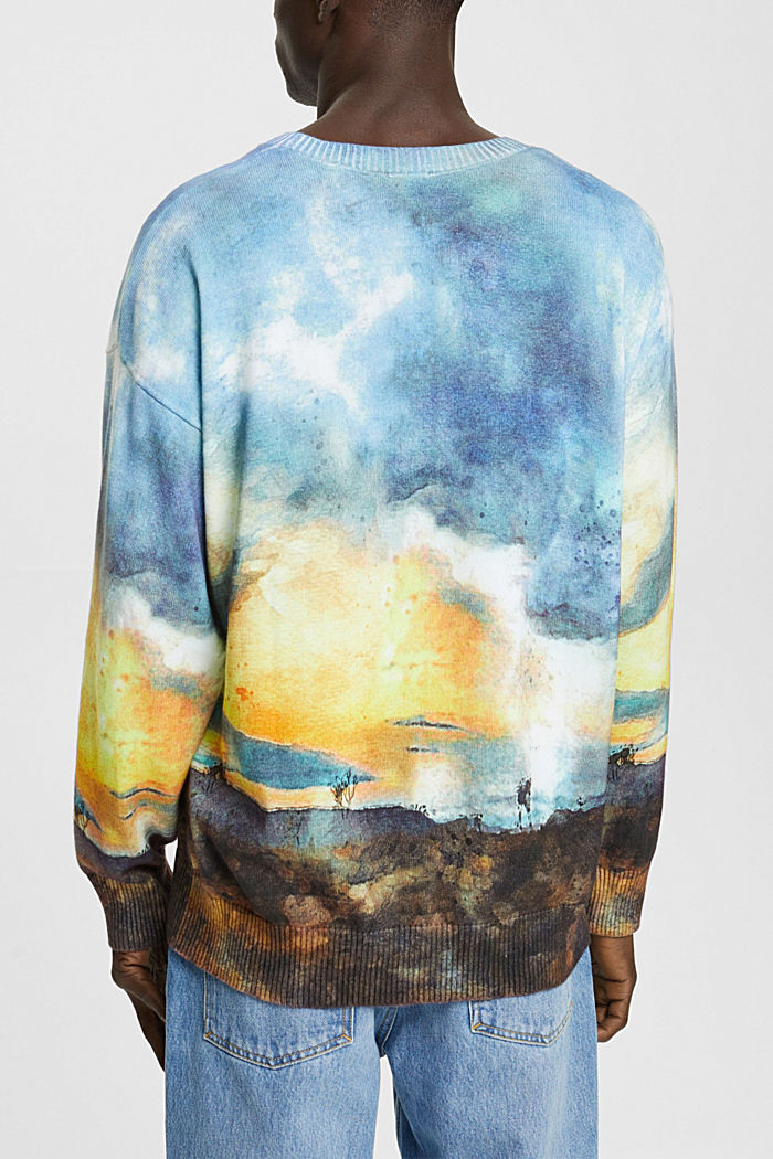 All-over landscape digital print sweater, LIGHT BLUE, detail-asia image number 3