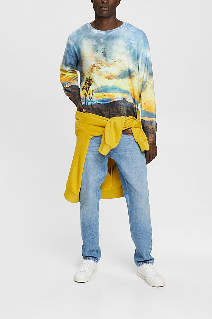 올오버 랜드스케이프 디지털 프린트 스웨터, LIGHT BLUE, detail-asia image number 1