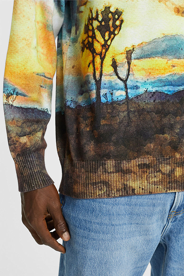 All-over landscape digital print sweater, LIGHT BLUE, detail-asia image number 2