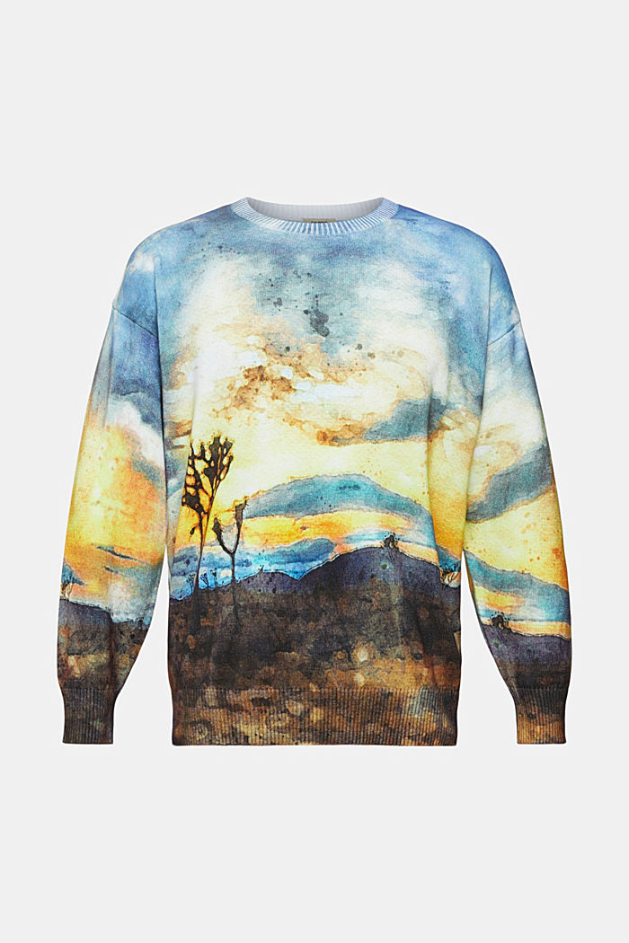 All-over landscape digital print sweater, LIGHT BLUE, detail-asia image number 6