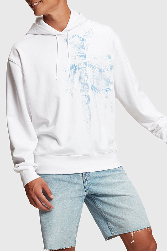 Placement indigo print hoodie​, WHITE, detail-asia image number 0