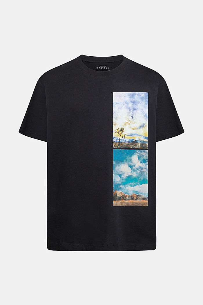 Stacked landscape print t-shirt, BLACK, detail-asia image number 4