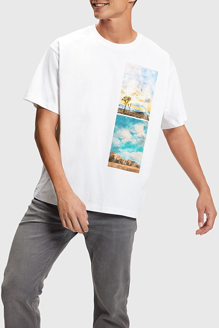 스택트 랜드스케이프 프린트 티셔츠, WHITE, detail-asia image number 0