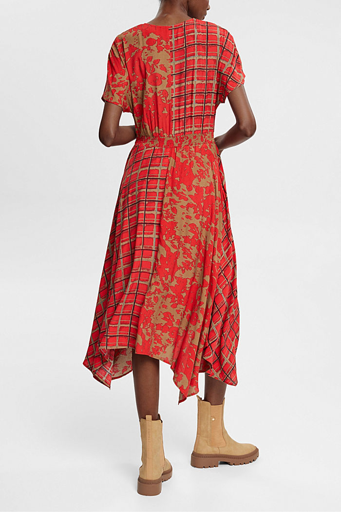 Mixed pattern dress, LENZING™ ECOVERO™, RED, detail-asia image number 3