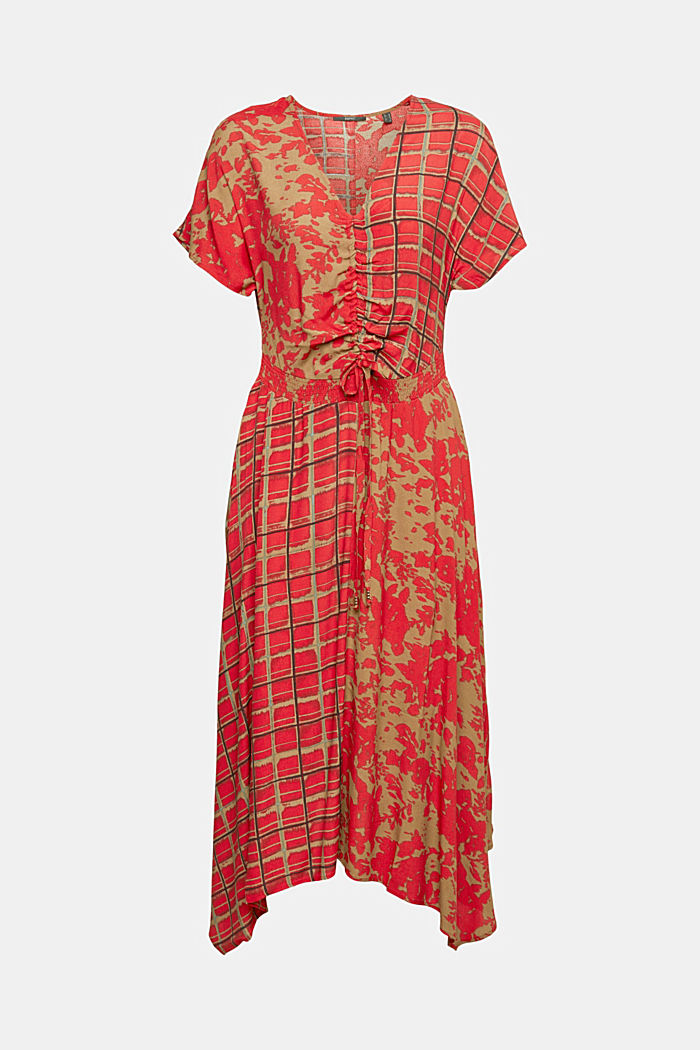 Mixed pattern dress, LENZING™ ECOVERO™, RED, detail-asia image number 5