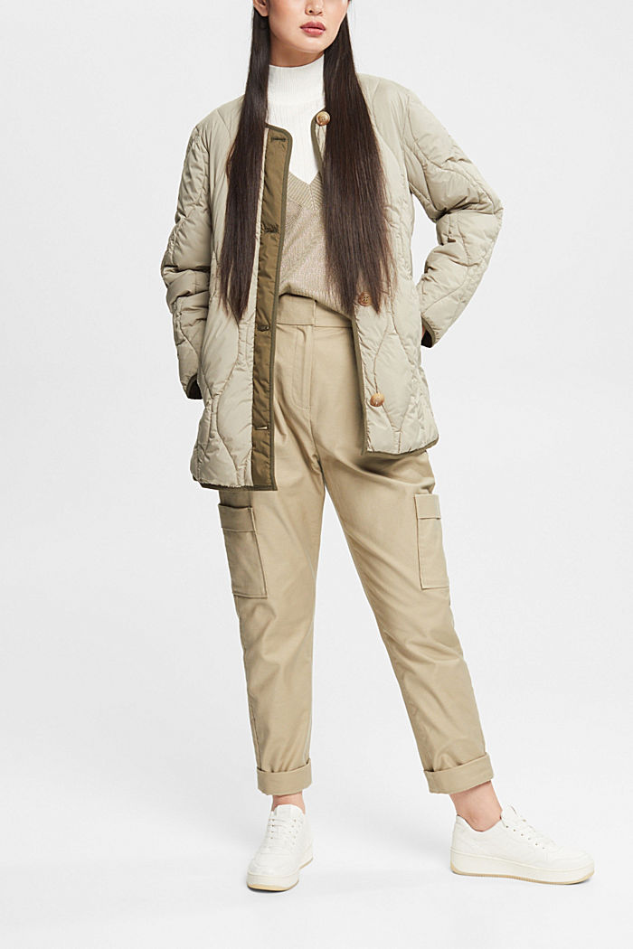 Quilted jacket with detachable hood, PALE KHAKI, detail-asia image number 1