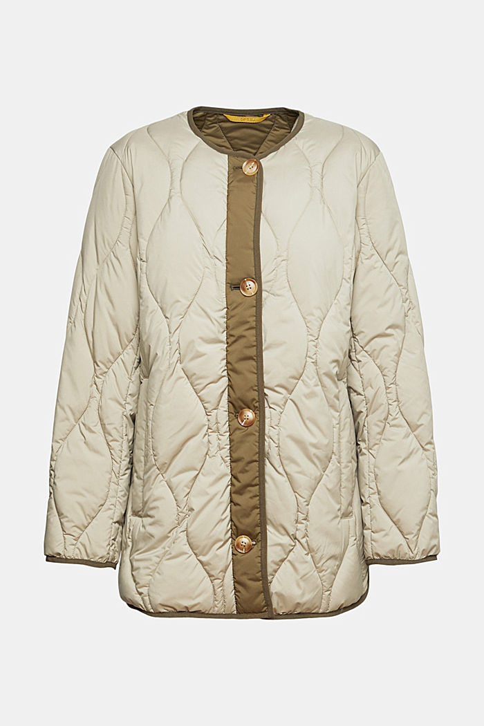 Quilted collarless jacket, PALE KHAKI, detail-asia image number 6