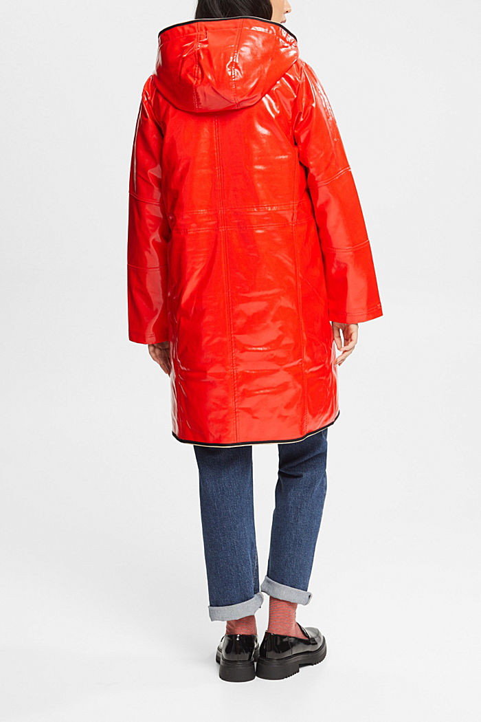 Faux patent leather coat, RED, detail-asia image number 3
