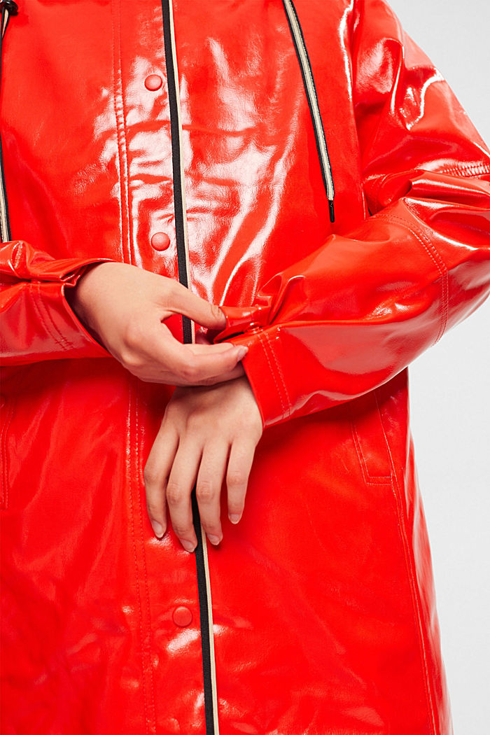 Faux patent leather coat, RED, detail-asia image number 2