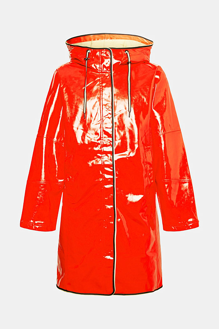Faux patent leather coat, RED, detail-asia image number 6