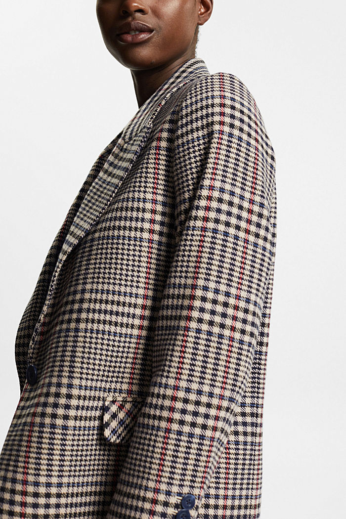 Checked wool blend blazer, CREAM BEIGE, detail-asia image number 4