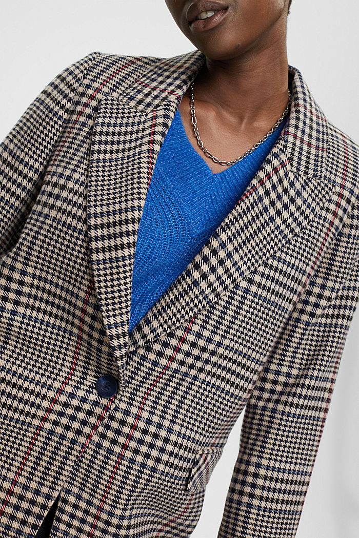Checked wool blend blazer, CREAM BEIGE, detail-asia image number 2