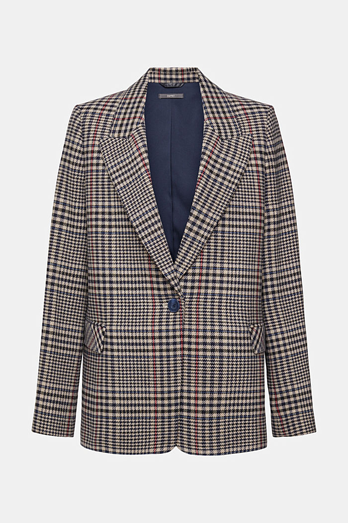 Checked wool blend blazer, CREAM BEIGE, detail-asia image number 6