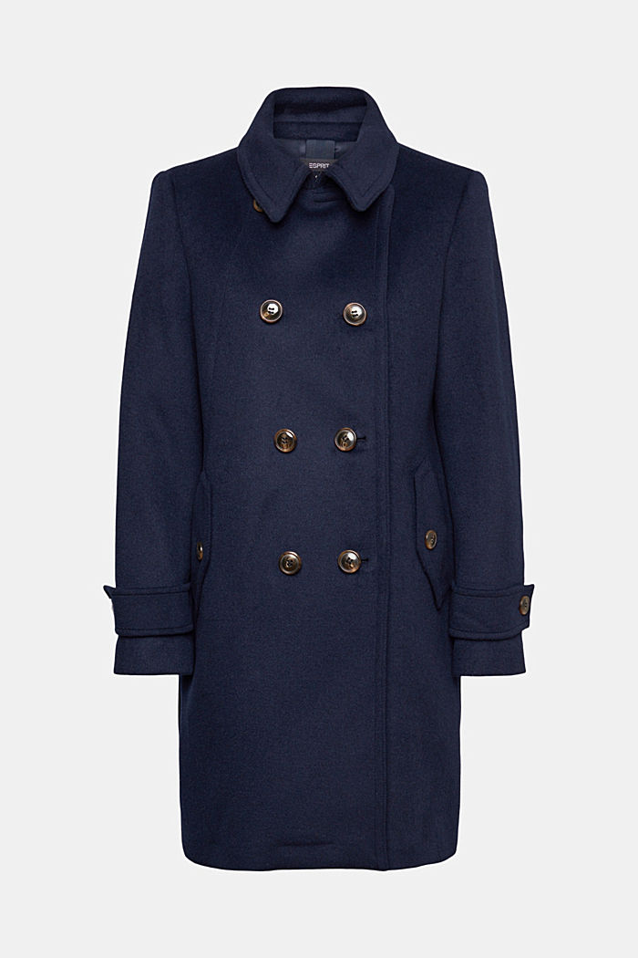 Double breasted wool blend coat, NAVY, detail-asia image number 6