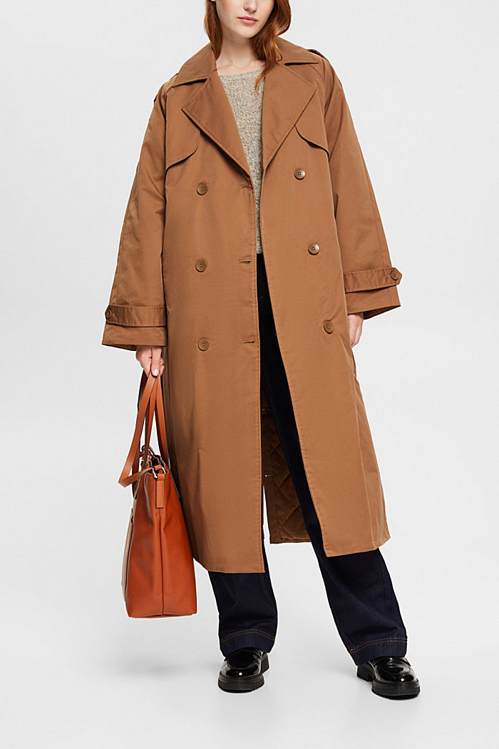 Long padded trench coat, CARAMEL, detail-asia image number 1