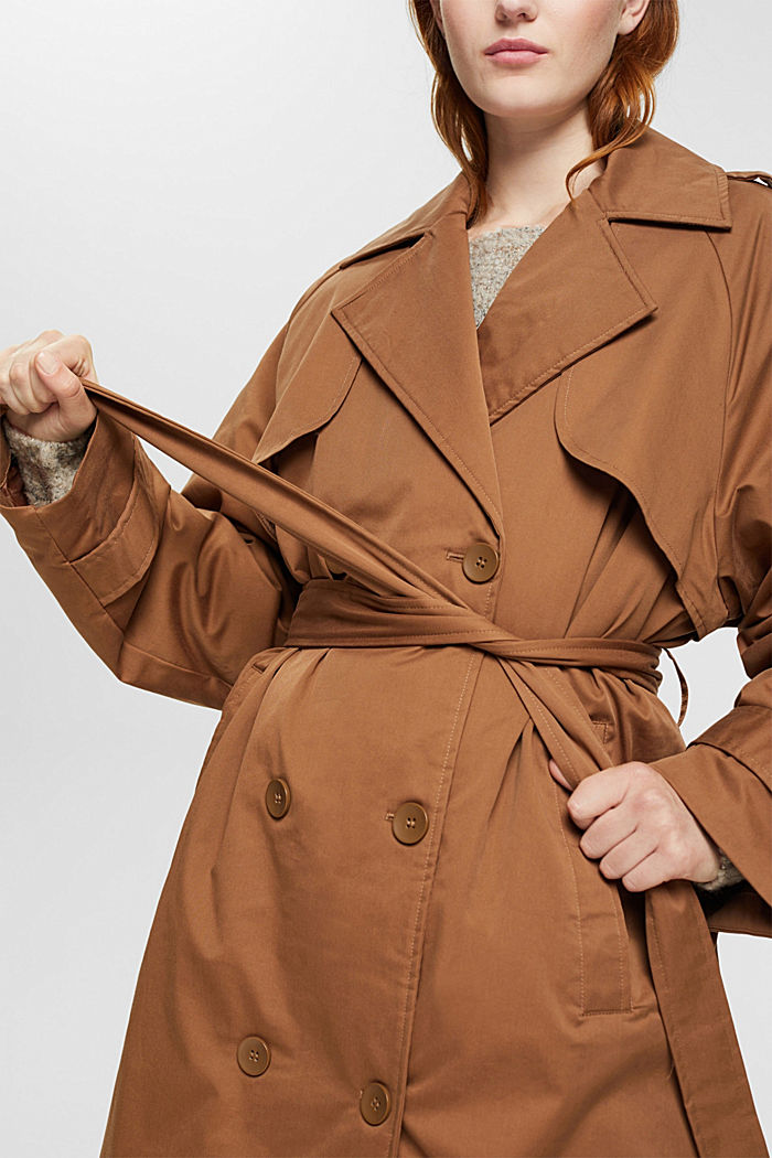 Long padded trench coat, CARAMEL, detail-asia image number 2