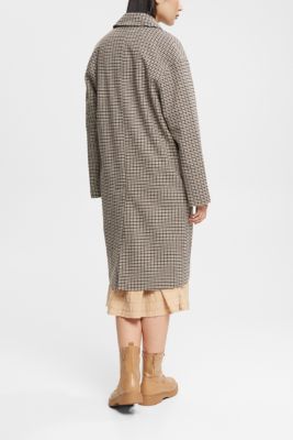 Shop the Latest in Women's Fashion Wool blend houndstooth coat ESPRIT