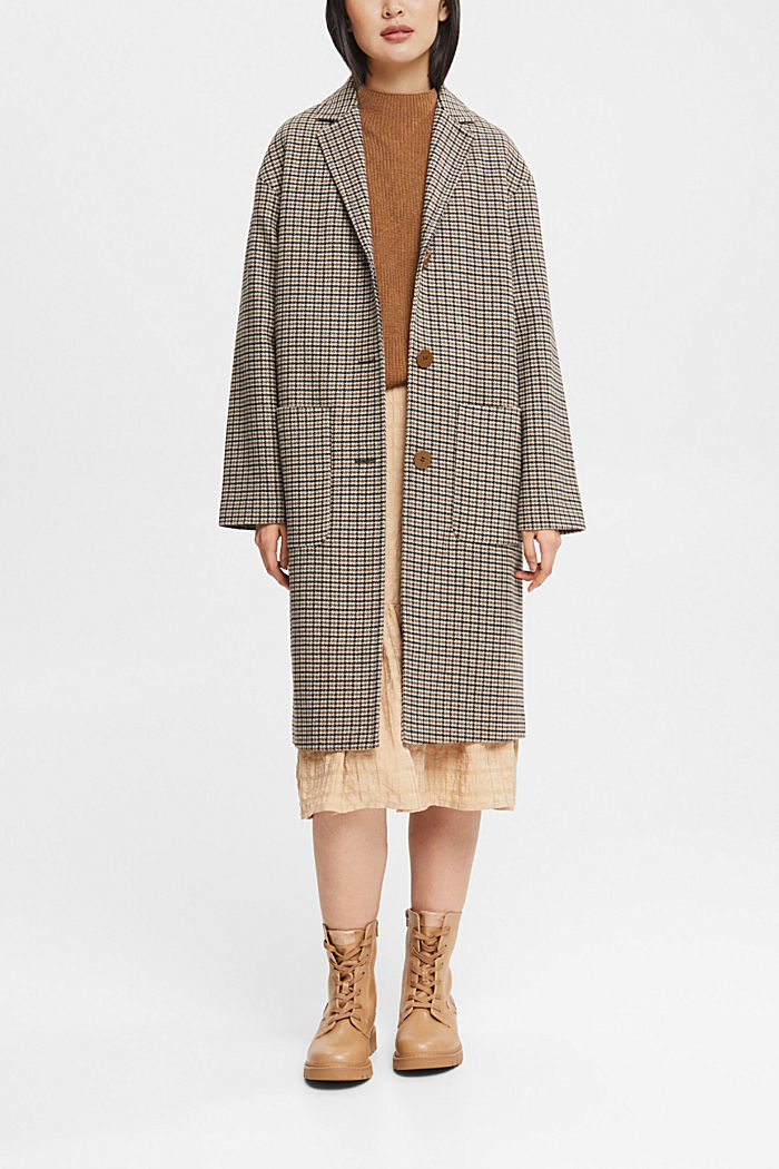 Wool blend houndstooth coat, CREAM BEIGE, detail-asia image number 2