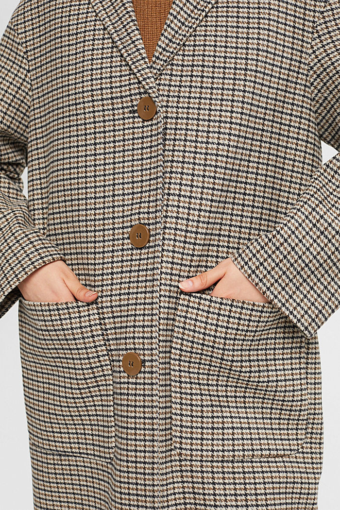 Wool blend houndstooth coat, CREAM BEIGE, detail-asia image number 3