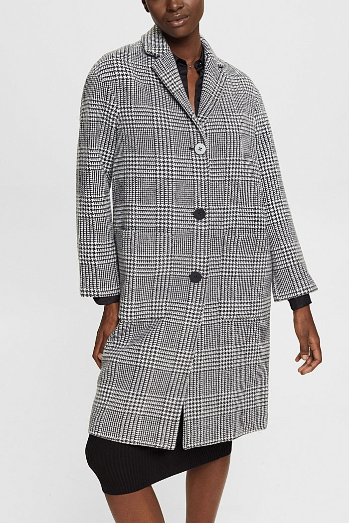 Dogtooth check coat, BLACK, detail-asia image number 0