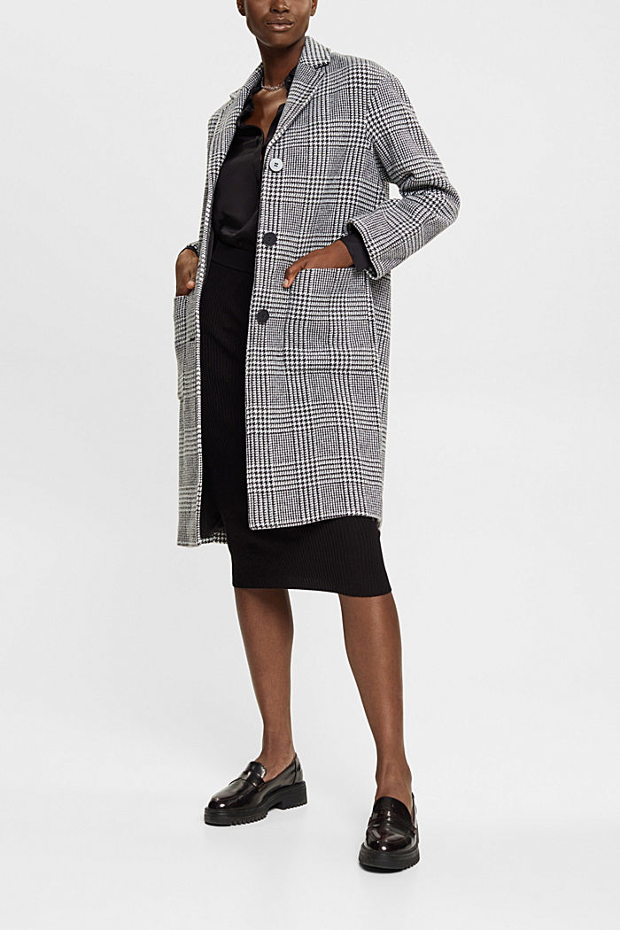 Dogtooth check coat, BLACK, detail-asia image number 1