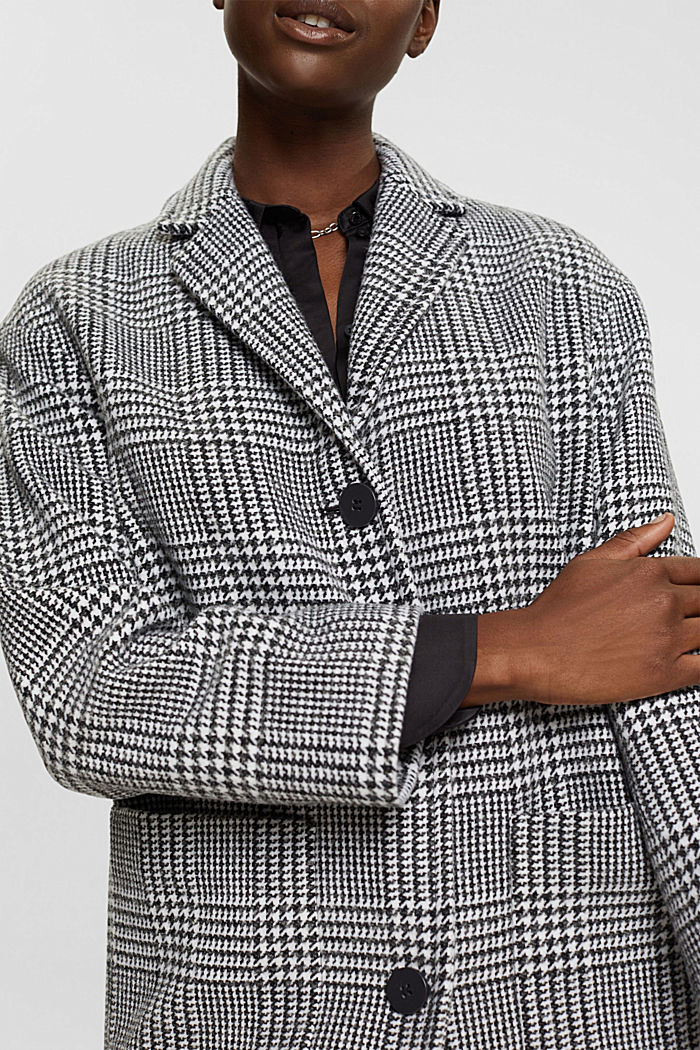 Dogtooth check coat, BLACK, detail-asia image number 2