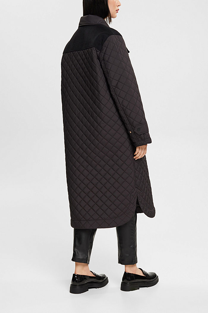 Long quilted coat, BLACK, detail-asia image number 3