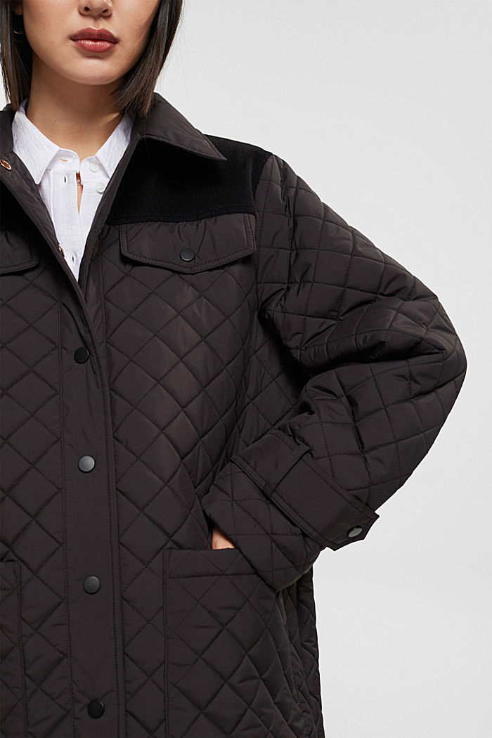 Long quilted coat, BLACK, detail-asia image number 2