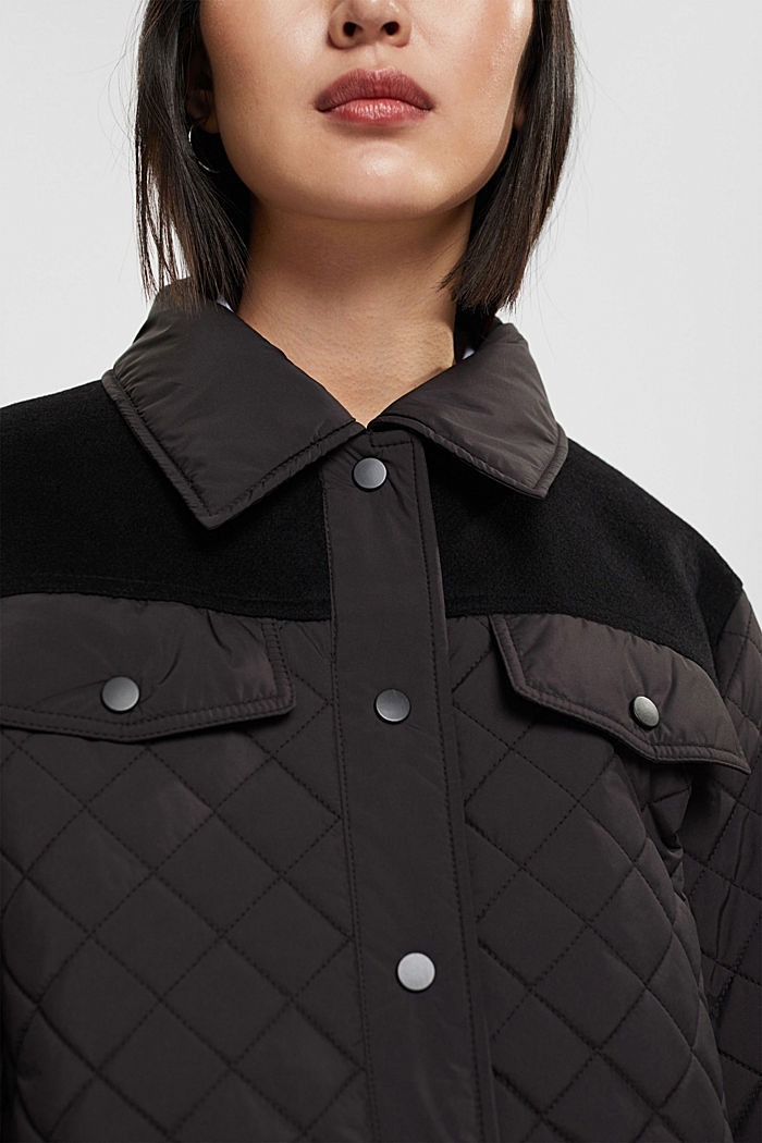 Long quilted coat, BLACK, detail-asia image number 4