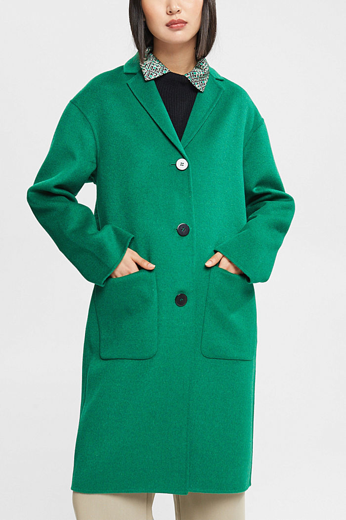 Wool blend coat, EMERALD GREEN, detail-asia image number 0