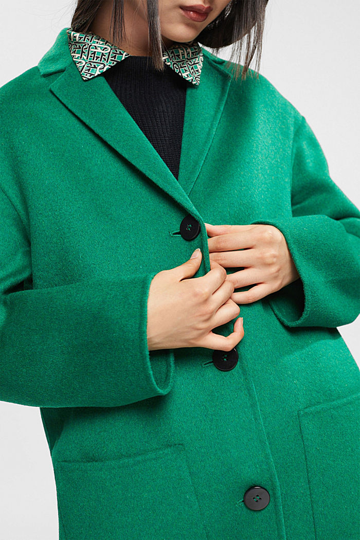 Wool blend coat, EMERALD GREEN, detail-asia image number 3