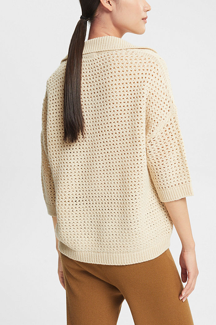 Alpaca blend: textured knit jumper, CREAM BEIGE, detail-asia image number 0